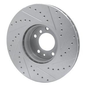BMW 850CI Brake Rotor (1) - Front Left - R1 Concepts - Drilled & Slotted - Silver - `91-`01